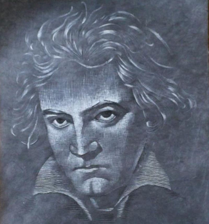 Beethoven - Tusche auf geschöpftem Papier, 49x75 cm, 1400 €